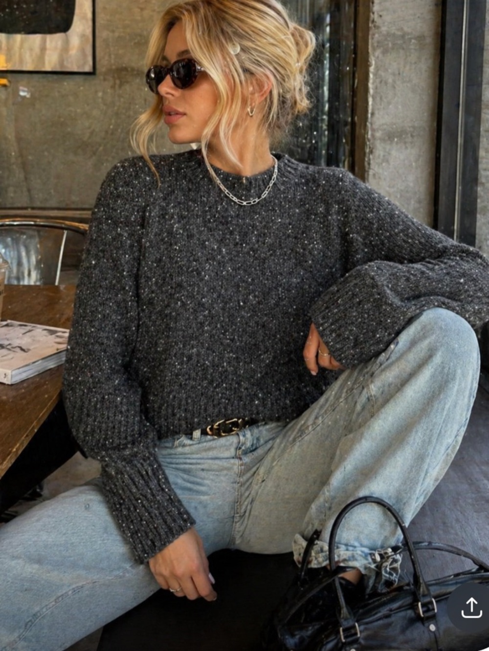 🔥Margaret O’Leary Sweater Sz S Merino blend Essentials Minimalist Gray PriceFirm